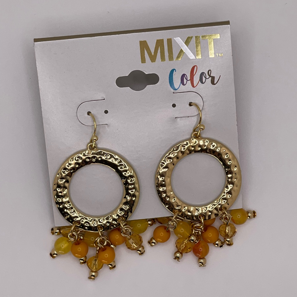 Nwt Mixit Color GoldtoneYellow Bead Earrings 12$
